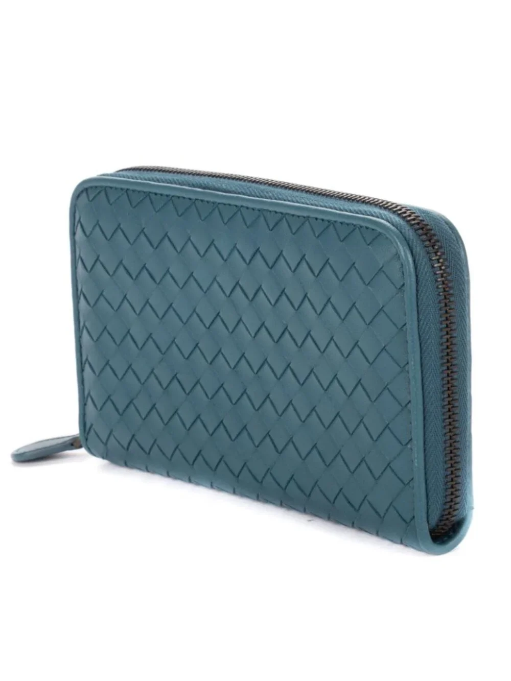 Bottega Venetaclassic Continental Wallet Blue Intrecciato Leather